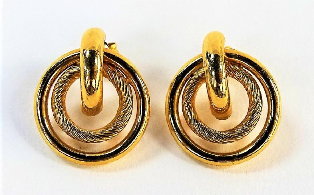PR 14KT YG CIRCULAR TRIPLE RING EARRINGS (1 of 3)