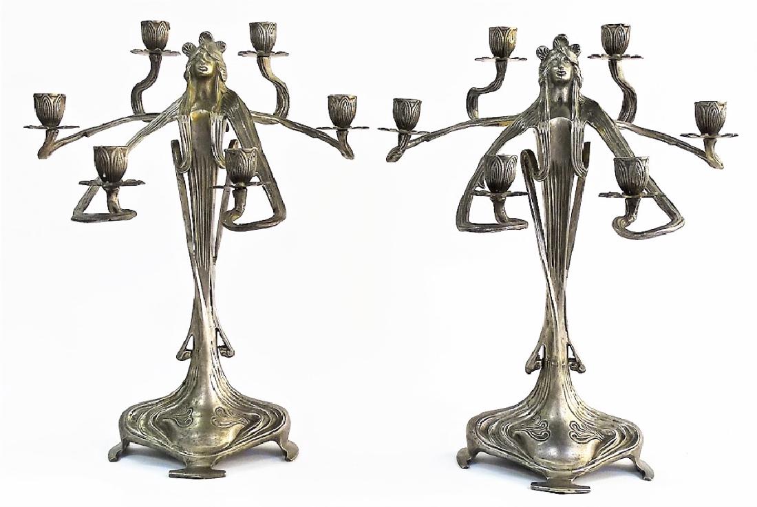 PR VTG CASTILIAN IMPORTS FIGURAL PEWTER CANDELABRA (1 of 4)