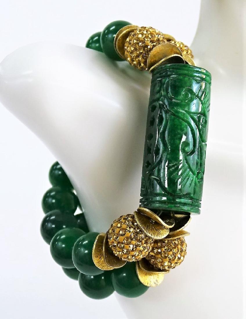 LADIES RETRO BEADED JADE COSTUME BRACELET (1 of 4)