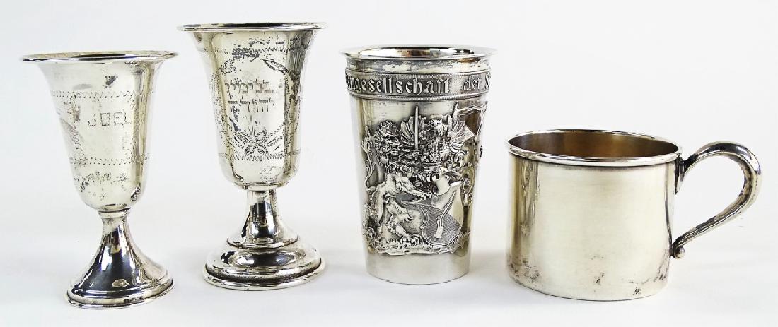 LOT OF FOUR ANTIQUE STERLING SILVER CUPS (1 of 3)