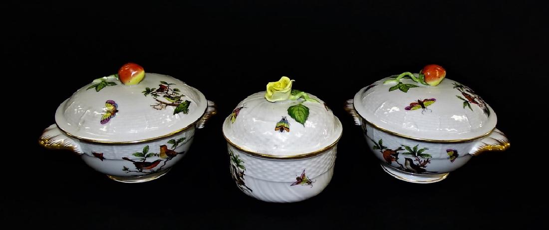 3 HEREND HUNGARY H/P COVERED PORCELAIN DISHES (1 of 4)