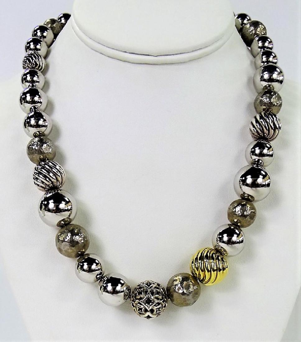 DAVID YURMAN STERLING & GOLD BEAD NECKLACE (1 of 4)