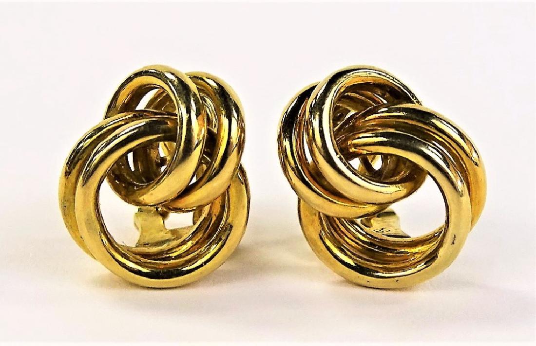 HEAVY 18KT YELLOW GOLD KNOT EARRINGS (1 of 3)