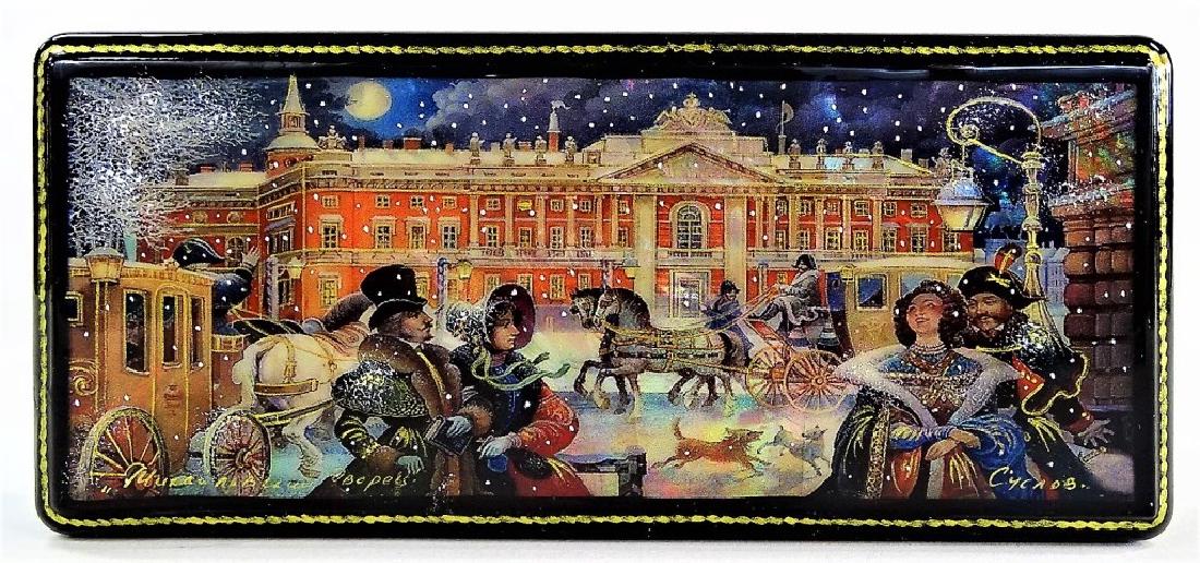 HAND PAINTED MOTHER OF PEARL RUSSIAN LACQUER BOX (1 of 5)