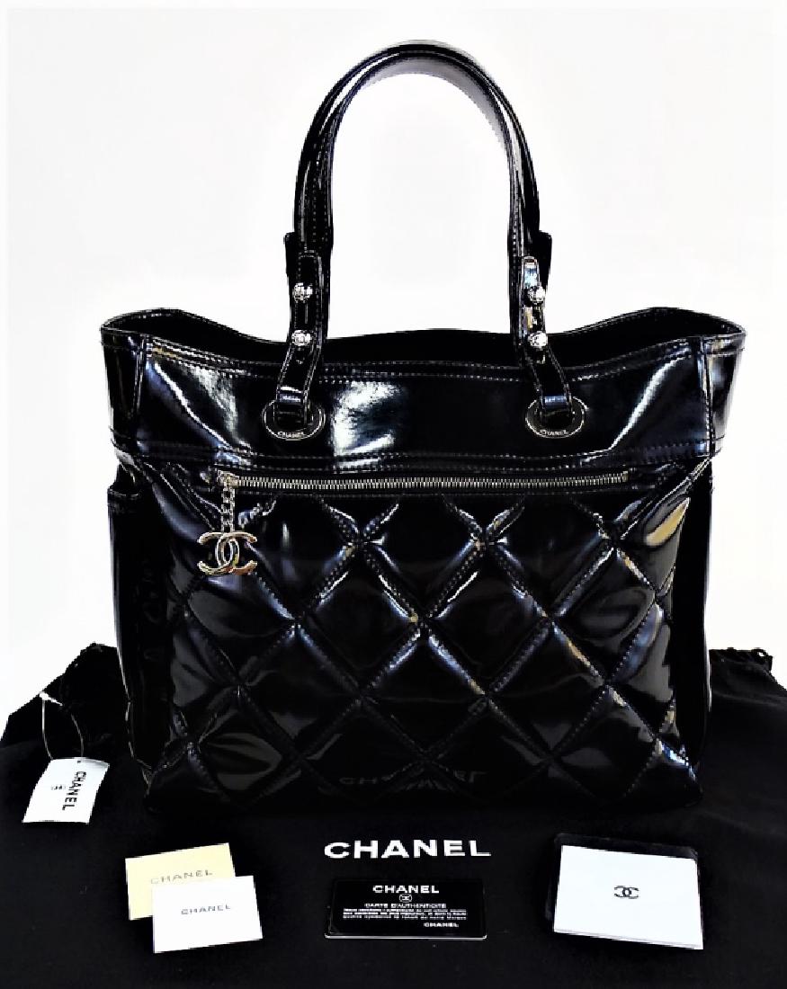 chanel patent leather tote bag