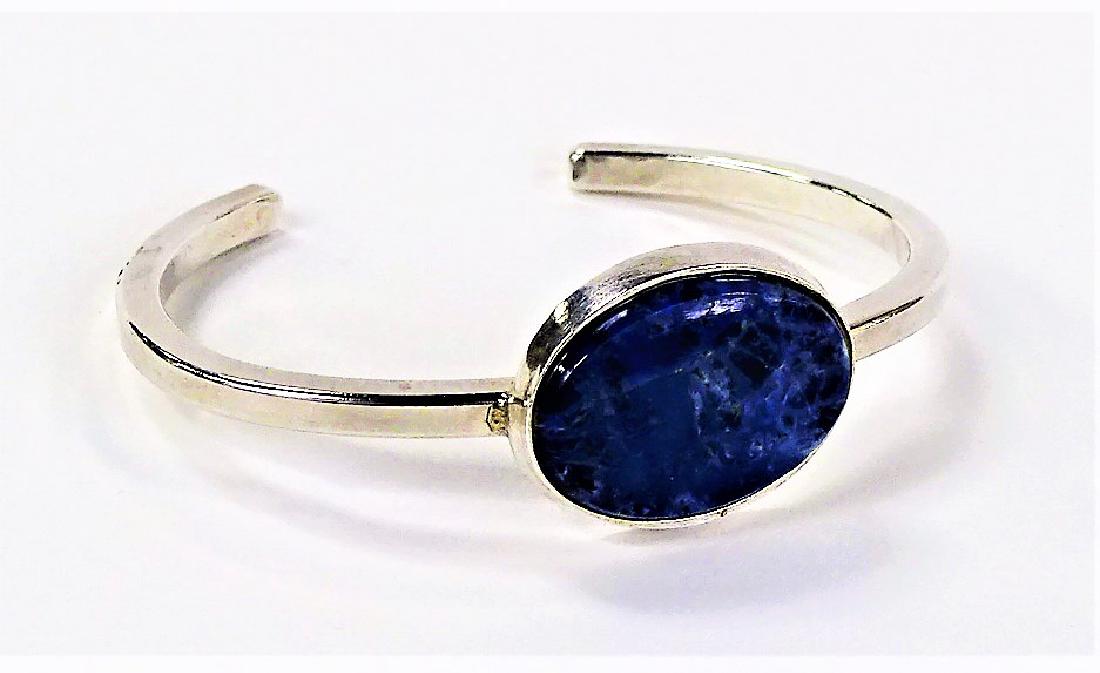 SIGNED DAVIAN STERLING & LAPIS MODERNIST BRACELET (1 of 4)