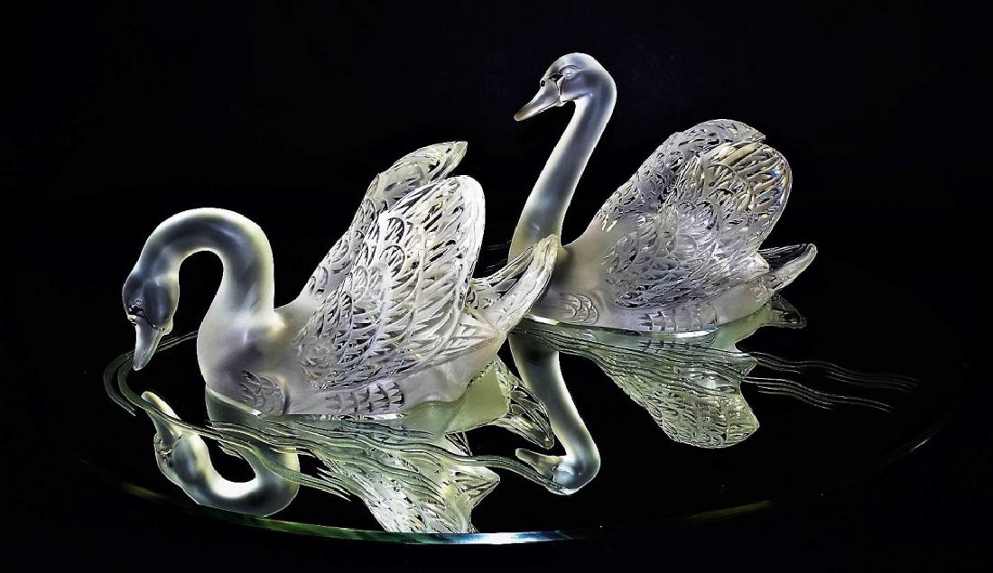LALIQUE FRANCE CYGNES - SWANS CRYSTAL SCULPTURE (1 of 6)
