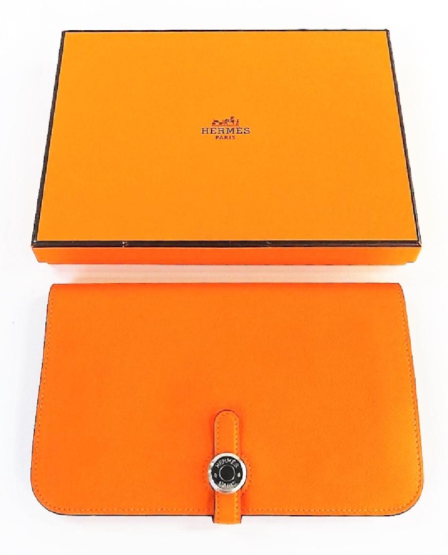 HERMES PARIS DOGON DUO COMBINED WALLET ORANGE