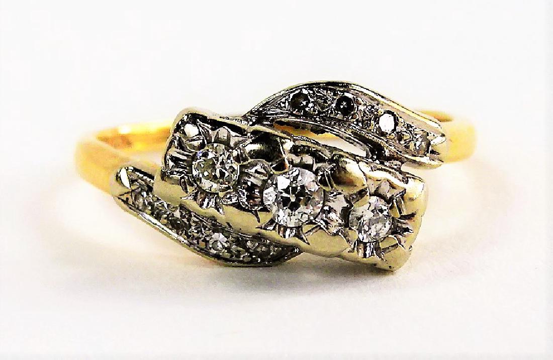 LADIES VINTAGE 14KT TWO TONE GOLD & DIAMOND RING (1 of 4)