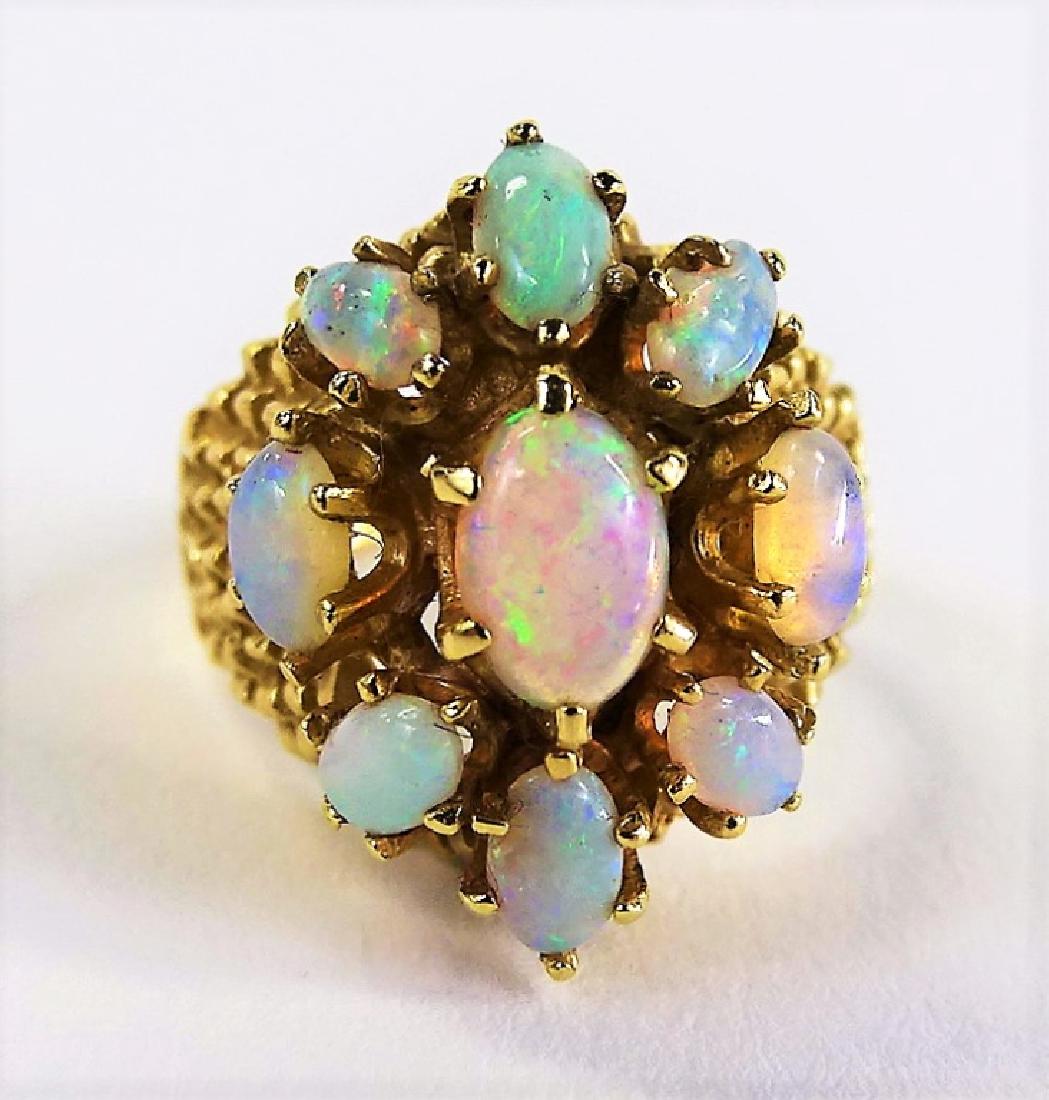 LADIES 14KT YELLOW GOLD OPAL CLUSTER RING (1 of 3)