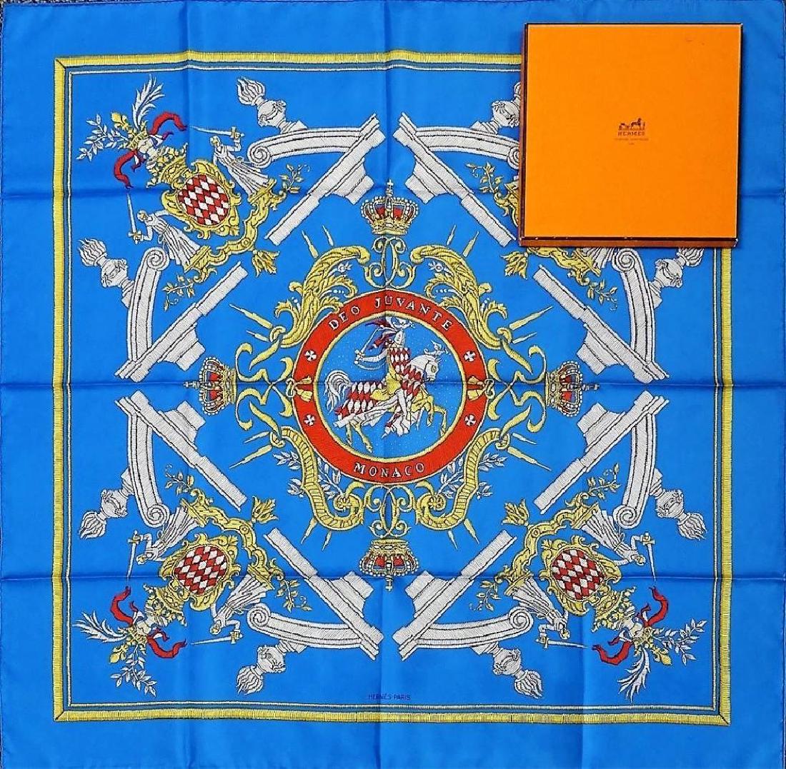 HERMES PARIS "DEO JUVANTE MONACO" SILK SCARF W/BOX (1 of 6)