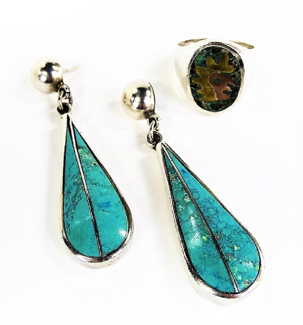 VTG TAXCO MEXICO STERLING SILVER TURQUOISE JEWELRY (1 of 5)