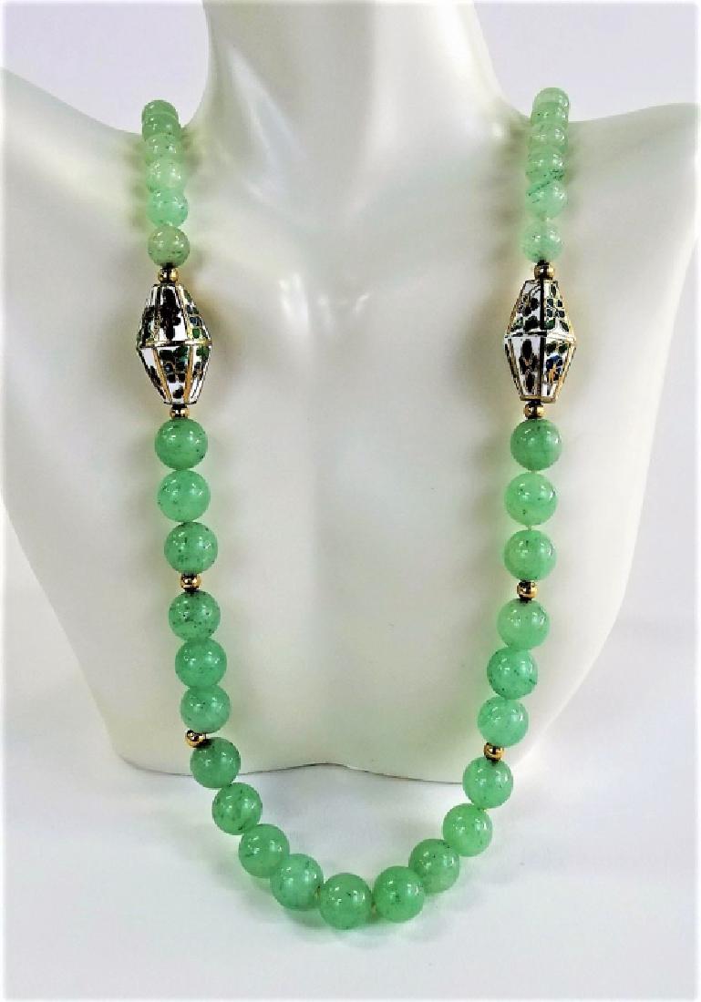 CHINESE JADE AND CLOISONNE LADEIES BEADED NECKLACE (1 of 3)