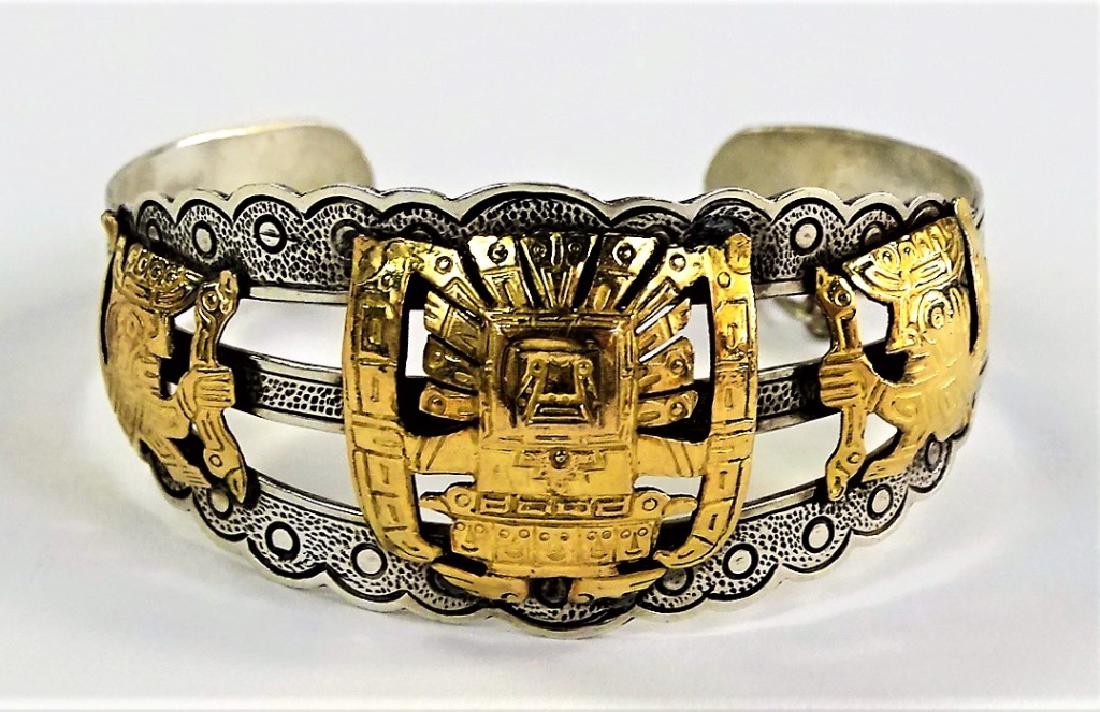 VTG MEXICAN 18KT YG & STERLING CUFF BRACELET (1 of 5)