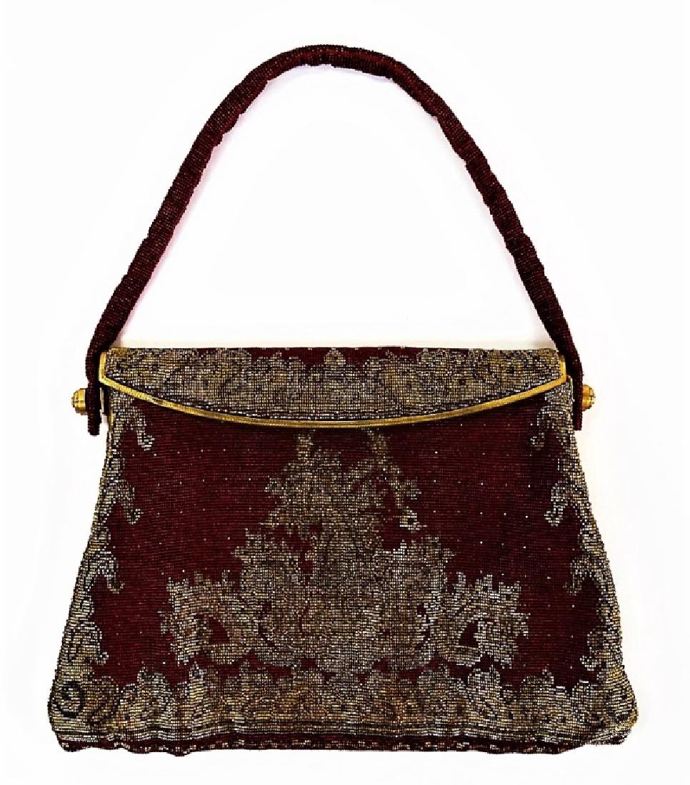 ANTIQUE FRENCH METAL FRAME BEADED HANDBAG (1 of 3)