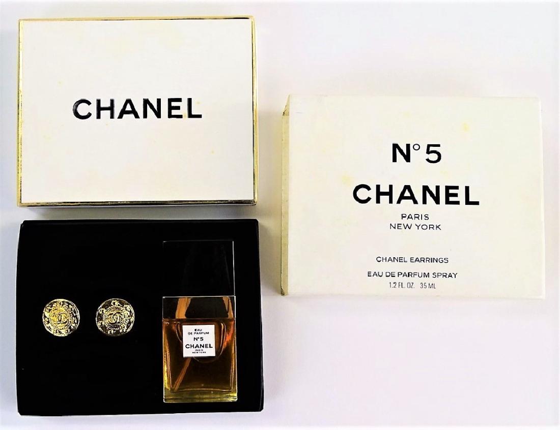 VINTAGE CHANEL NO. 5 PERFUME & EARRING SET (1 of 4)