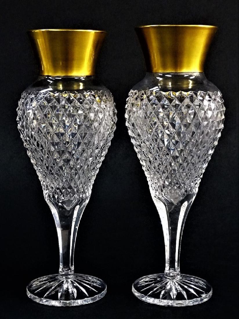 PR FRENCH STYLE CUT CRYSTAL VASES WITH GILT RIMS (1 of 3)