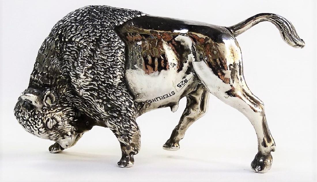 LARGE HEAVY STERLING SILVER BUFFALO FIGURINE (1 of 4)