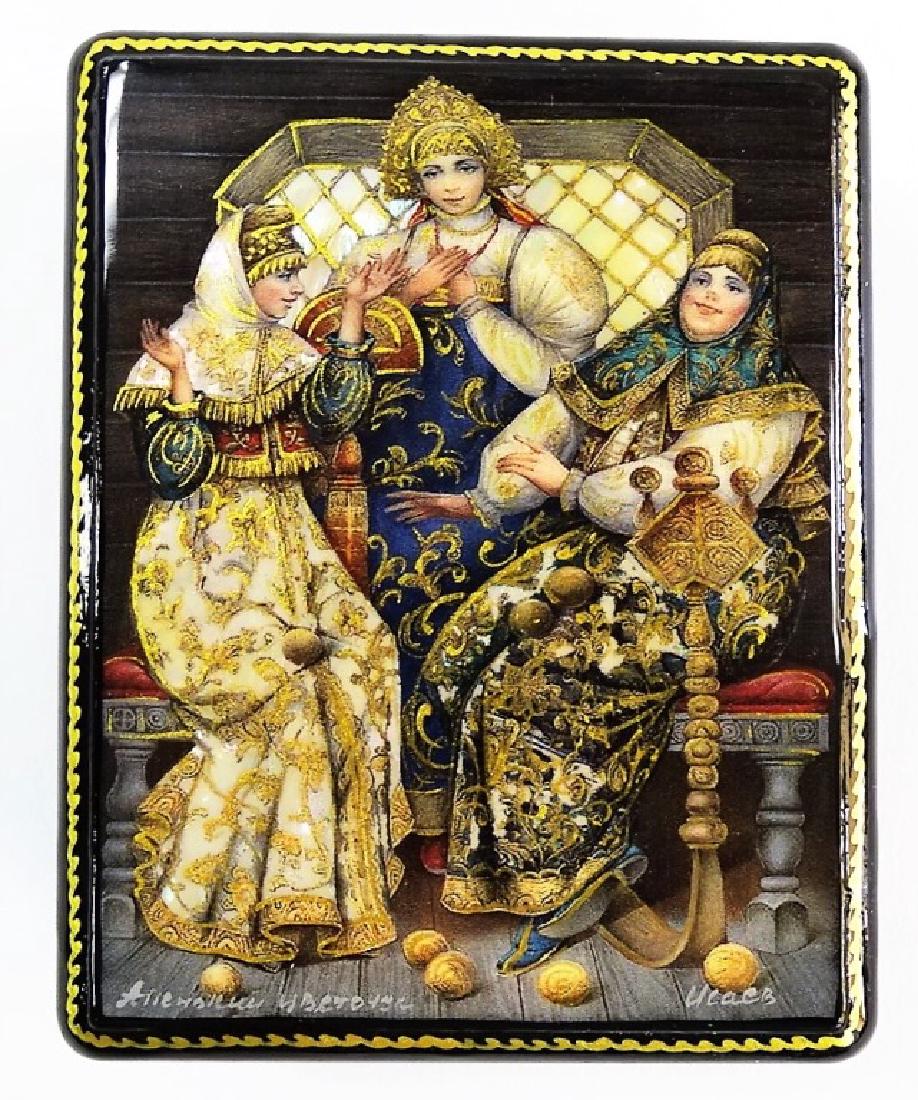 HAND PAINTED MOTHER OF PEARL RUSSIAN LACQUER BOX (1 of 4)