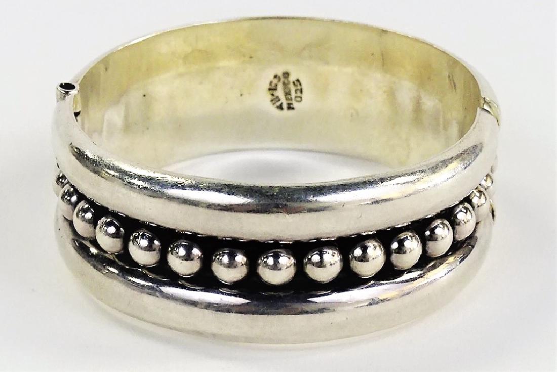 TAXCO MEXICO STERLING HINGED BANGLE BRACELET (1 of 5)