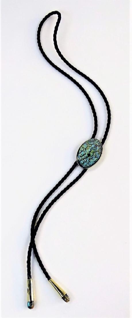 VTG ALPACA MEXICAN SILVER & ABALONE BOLO TIE (1 of 3)