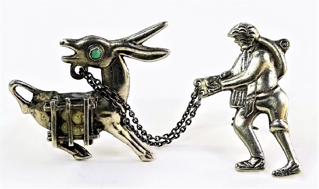 ANTIQUE TAXCO MEXICO FIGURAL STERLING SILVER PIN (1 of 3)