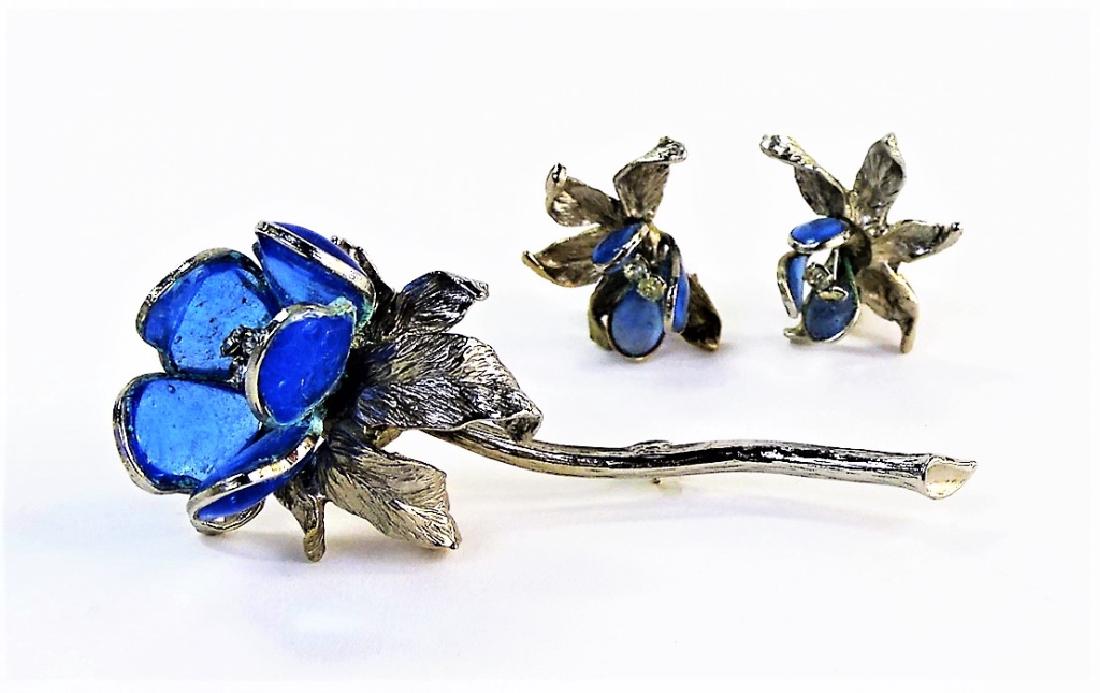 3PC ELIZABETH MORREY FLORAL STERLING JEWELRY SUITE (1 of 4)
