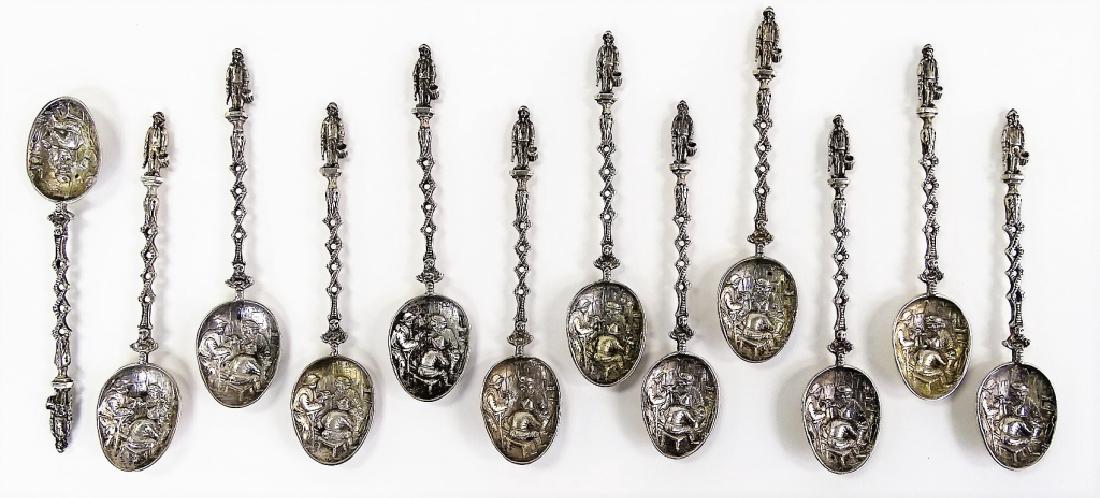 6 ANTIQUE DUTCH FIGURAL SILVER DEMITASSE SPOONS (1 of 5)