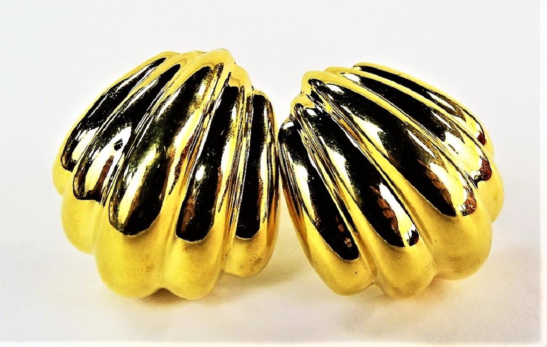 PR LADIES RETRO 14KT YG SHELL FORM EARRINGS (1 of 4)
