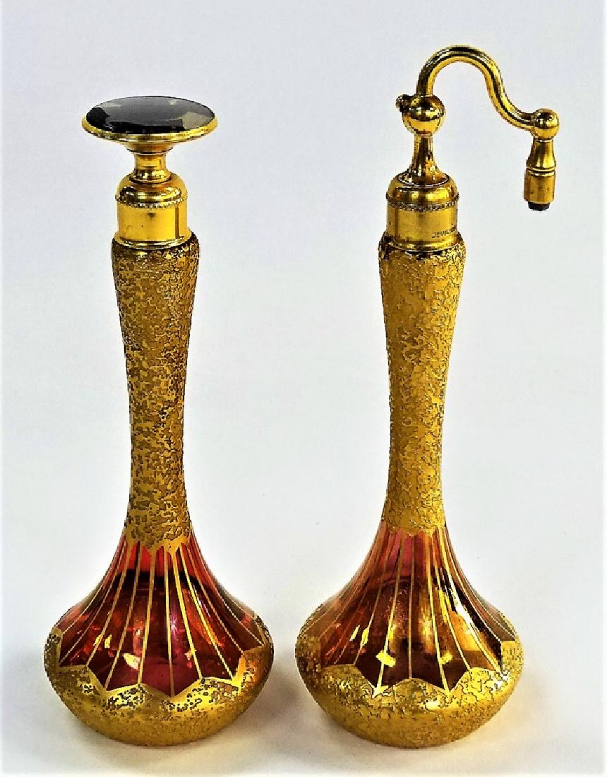 PR DEVILBISS DECORATED CRANBERRY GLASS PERFUMES (1 of 7)
