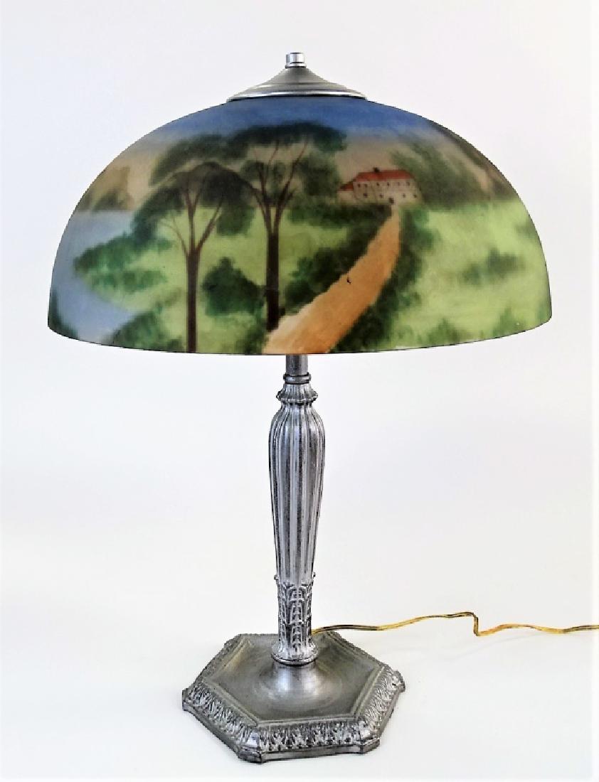 VTG AMERICAN REVERSE PAINTED SCENIC TABLE LAMP (1 of 5)