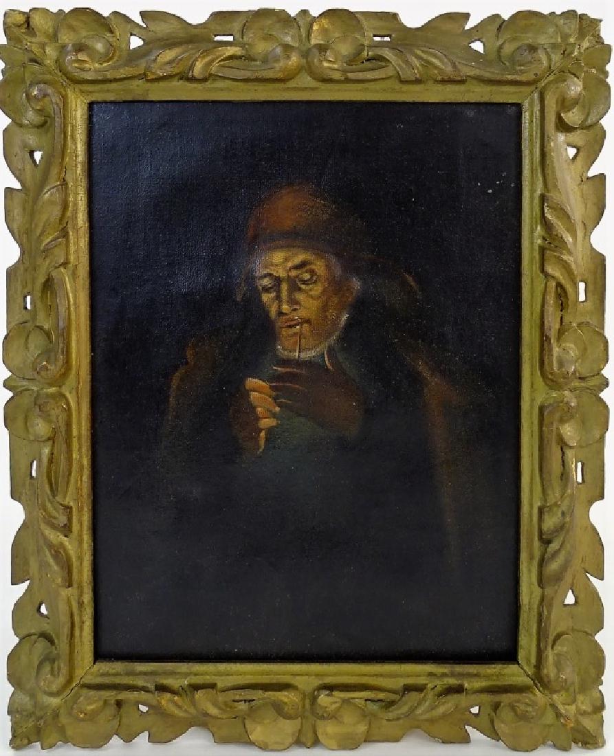 19TH C. CONTINENTAL OIL ON CANVAS OF FISHERMAN (1 of 3)