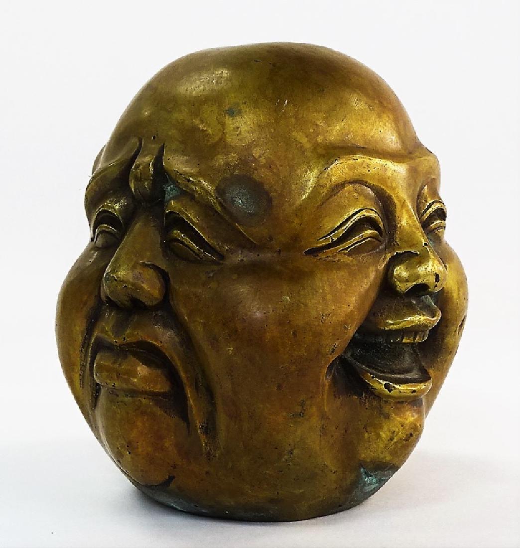 VINTAGE CHINESE BRONZE BUDDHA MOOD STATUE (1 of 5)