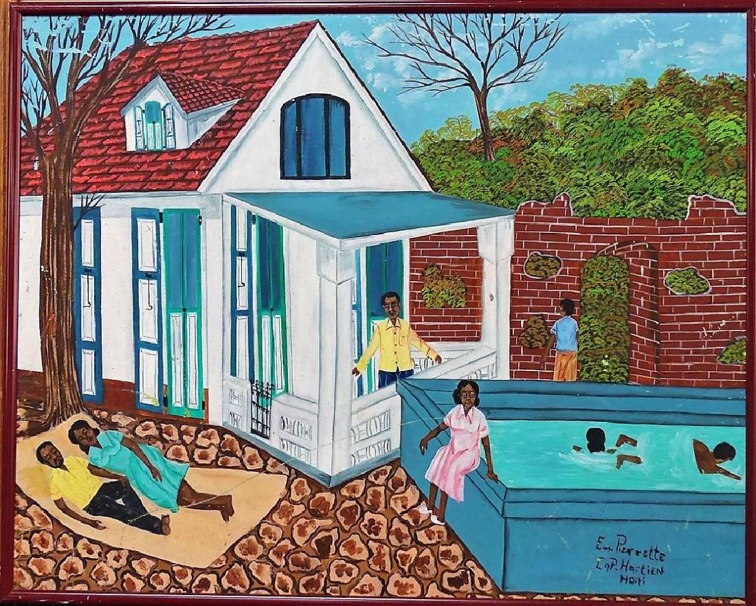 EMMANUEL PIERRETTE OIL ON PANEL GARDEN SCENE PTG (1 of 3)