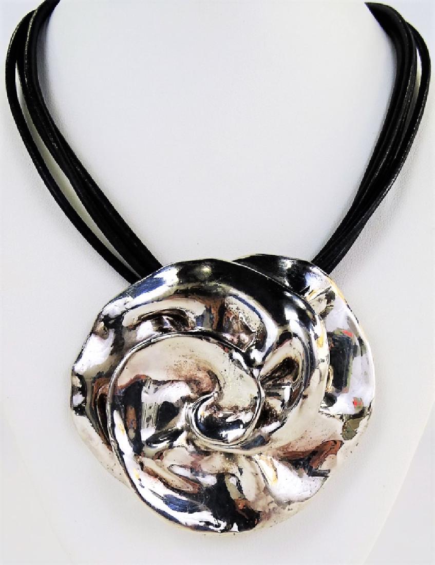 VTG ISRAELI .925 STERLING SILVER FLORAL NECKLACE (1 of 5)