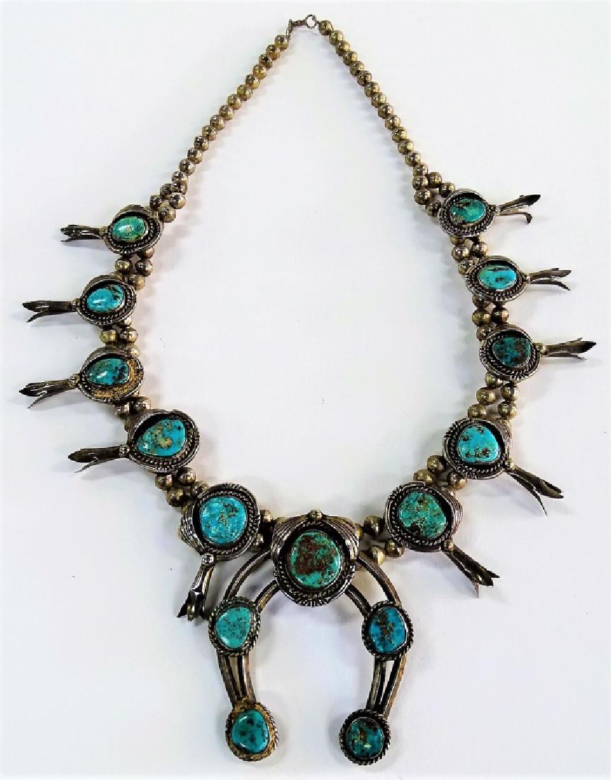 OLD PAWN STERLING SILVER SQUASH BLOSSOM NECKLACE (1 of 5)