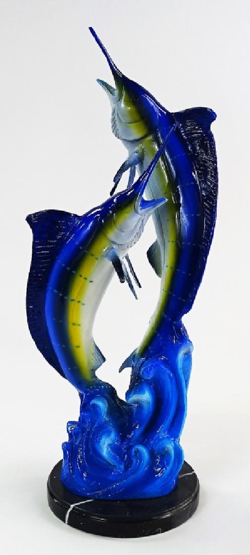 CONTEMPORARY BRONZE MARLINS SCULPTURE (1 of 3)