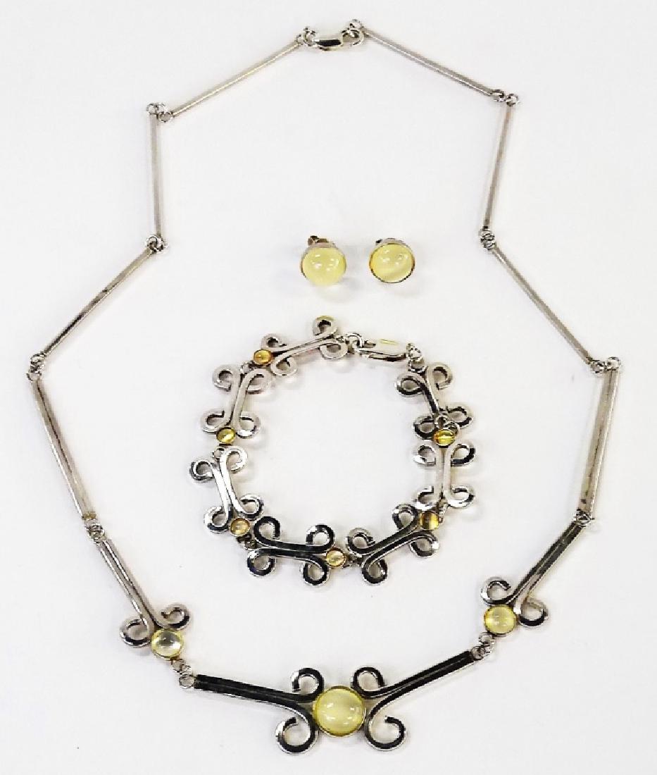 VTG 4PC STERLING SILVER & MOONSTONE JEWELRY SUITE (1 of 1)