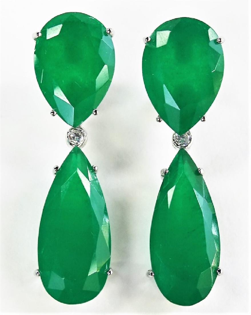 ESTATE STERLING SILVER & EMERALD DUBLET EARRINGS (1 of 4)