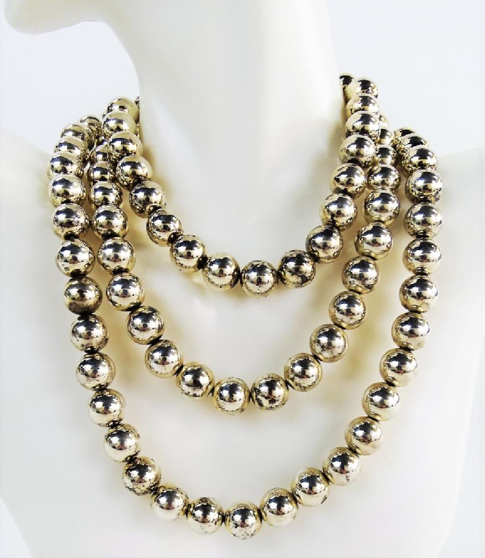 LARGE STERLING SILVER BEADED OPERA LENGTH NECKLACE (1 of 3)