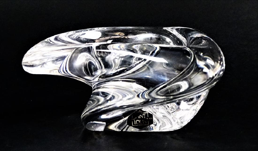 ST. LOUIS SIGNED CLEAR CRYSTAL FREEFORM BOWL (1 of 4)