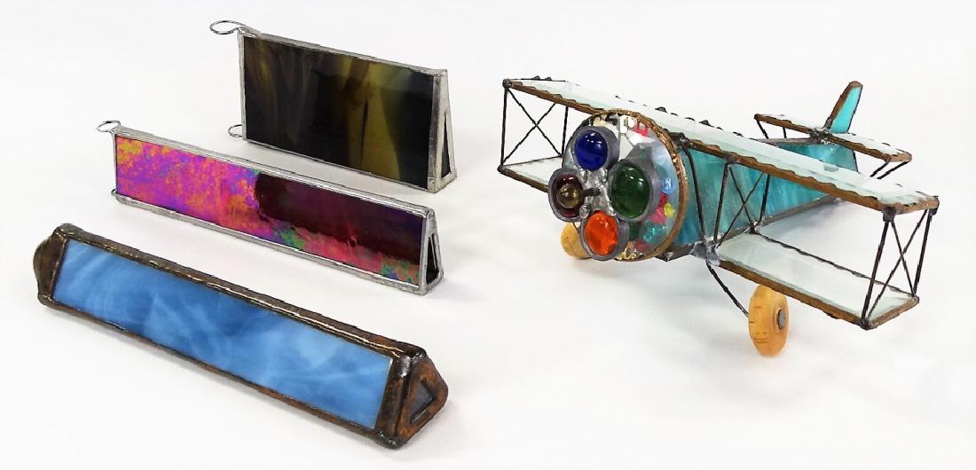 LOT OF 4 GLASS KALEIDSOCOPES TO INCLUDE AIRPLANE (1 of 3)