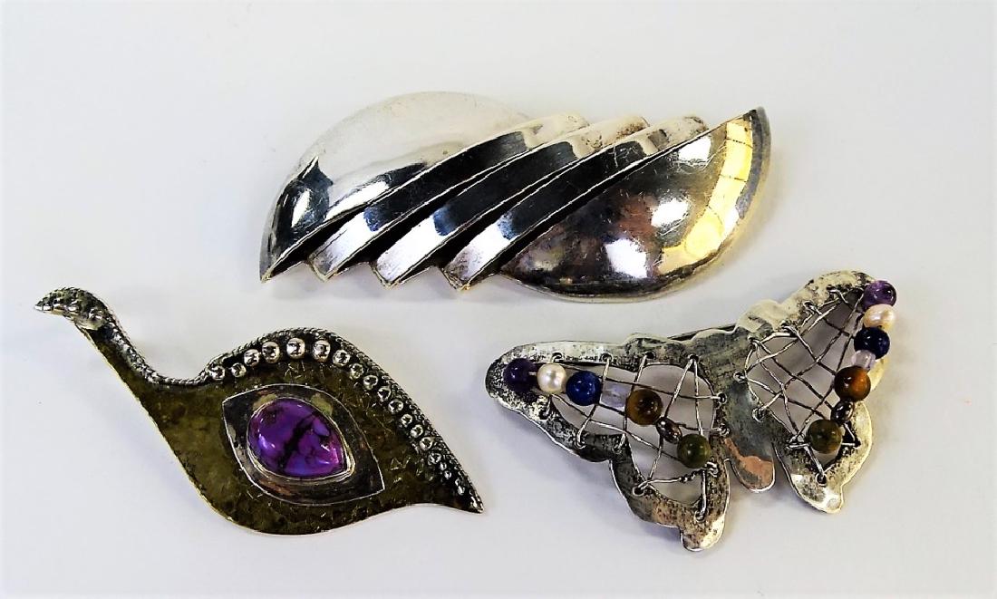 LOT OF 3 VINTAGE STERLING SILVER BROOCHES (1 of 2)