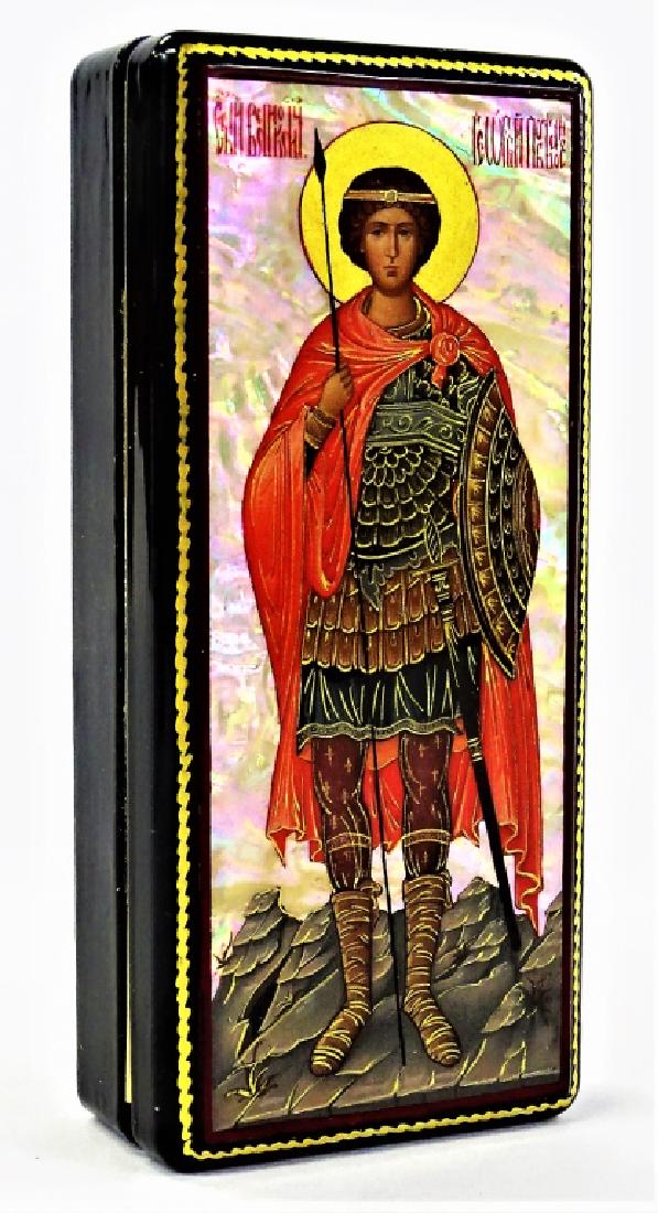 HAND PAINTED MOTHER OF PEARL RUSSIAN LACQUER BOX (1 of 4)