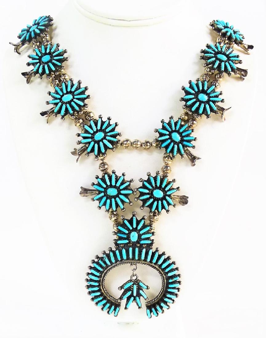 NATIVE AM. STERLING SILVER SQUASH BLOSSOM NECKLACE (1 of 4)