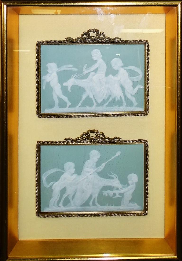 PR FRAMED WEDGWOOD BLUE JASPERWARE WALL PLAQUES (1 of 3)