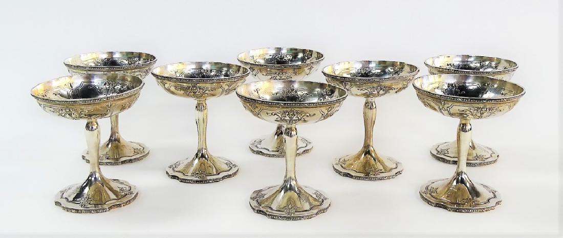 8 ANTIQUE CONTINENTAL STERLING CHAMPAGNE STEMS (1 of 3)