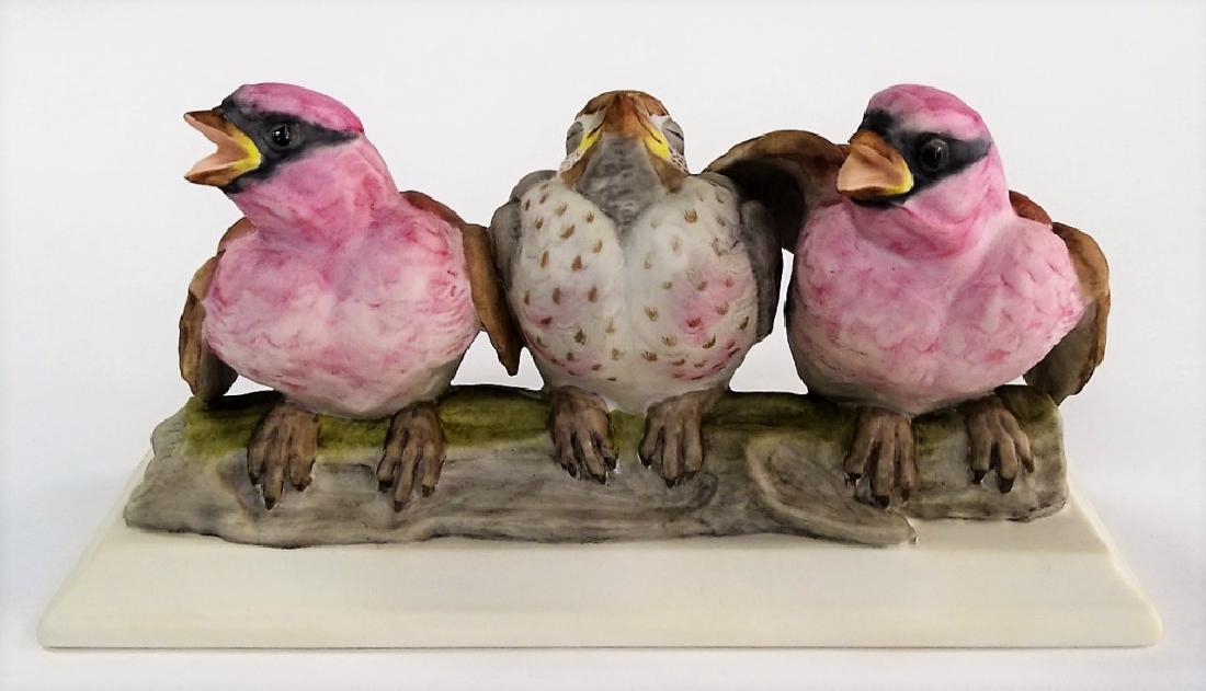 BOEHM BISQUE PORCELAIN FLEDGLING PURPLE FINCHES (1 of 3)