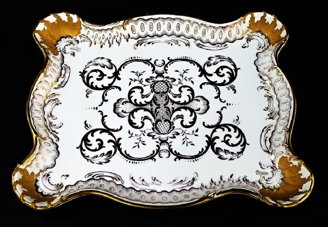 LARGE FRENCH HAND PAINTED PORCELAIN DRESSER TRAY (1 of 5)