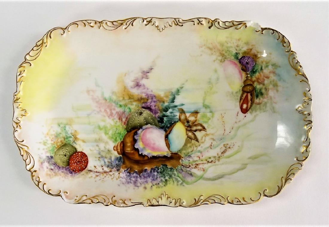 ANTIQUE T&V LIMOGES H/P PORCELAIN MARINE LIFE TRAY (1 of 5)